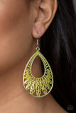 Flamingo Flamenco - Yellow Earrings - Paparazzi Accessories Earrings Bedazzle Me Pretty Mobile Fashion Boutique