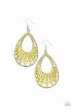 Flamingo Flamenco - Yellow Earrings - Paparazzi Accessories Earrings Bedazzle Me Pretty Mobile Fashion Boutique