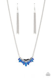 Flash of Fringe - Blue Necklace - Paparazzi Accessories Necklace Bedazzle Me Pretty Mobile Fashion Boutique