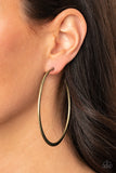 Flat Spin - Brass Earrings - Paparazzi Accessories Earrings Bedazzle Me Pretty Mobile Fashion Boutique