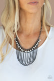 Flaunt Your Fringe - Black Necklace - Paparazzi Accessories Necklace Bedazzle Me Pretty Mobile Fashion Boutique