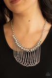 Flaunt Your Fringe - White Necklace - Paparazzi Accessories Necklace Bedazzle Me Pretty Mobile Fashion Boutique