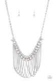 Flaunt Your Fringe - White Necklace - Paparazzi Accessories Necklace Bedazzle Me Pretty Mobile Fashion Boutique