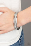 Flawless Flaunter - White Bracelet - Paparazzi Accessories Bracelet Bedazzle Me Pretty Mobile Fashion Boutique