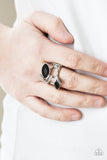 Flawless Foliage - Black Ring - Paparazzi Accessories Ring Bedazzle Me Pretty Mobile Fashion Boutique