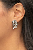 Flawless Fronds - White Post Earrings - Paparazzi Accessories Post Earrings Bedazzle Me Pretty Mobile Fashion Boutique