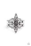 Fleur de Fancy - Black Ring - Paparazzi Accessories Ring Bedazzle Me Pretty Mobile Fashion Boutique