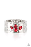 Flickering Fortune - Red Bracelet - Paparazzi Accessories Bracelet Bedazzle Me Pretty Mobile Fashion Boutique
