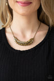 Flight of FANCINESS - Brass Necklace - Paparazzi Accessories Necklace Bedazzle Me Pretty Mobile Fashion Boutique