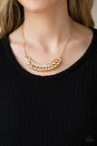 Flight of FANCINESS - Gold Necklace - Paparazzi Accessories Necklace Bedazzle Me Pretty Mobile Fashion Boutique