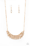 Flight of FANCINESS - Gold Necklace - Paparazzi Accessories Necklace Bedazzle Me Pretty Mobile Fashion Boutique