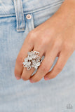 Flighty Flutter - White Ring - Paparazzi Accessories Ring Bedazzle Me Pretty Mobile Fashion Boutique4/22