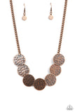 Flip a Coin - Copper Necklace - Paparazzi Accessories Necklace Bedazzle Me Pretty Mobile Fashion Boutique