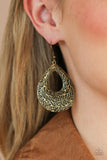 Flirtatiously Flourishing - Brass Earrings - Paparazzi Accessories Earrings Bedazzle Me Pretty Mobile Fashion Boutique