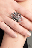 Flirtatiously Flowering - White Ring - Paparazzi Accessories Ring Bedazzle Me Pretty Mobile Fashion Boutique