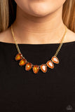 FLIRTY Dancing - Brown Necklace - Paparazzi Accessories Necklace Bedazzle Me Pretty Mobile Fashion Boutique