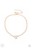 Flirty Fiancé - Gold Necklace - Paparazzi Accessories Necklace Bedazzle Me Pretty Mobile Fashion Boutique