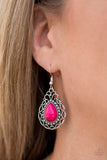 Flirty Finesse - Pink Earrings - Paparazzi Accessories Earrings Bedazzle Me Pretty Mobile Fashion Boutique