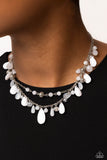 Flirty Flood - White Necklace - Paparazzi Accessories Necklace Bedazzle Me Pretty Mobile Fashion Boutique
