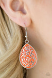 Flirty Flower Girl - Orange Earrings - Paparazzi Accessories Earrings Bedazzle Me Pretty Mobile Fashion Boutique