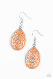 Flirty Flower Girl - Orange Earrings - Paparazzi Accessories Earrings Bedazzle Me Pretty Mobile Fashion Boutique
