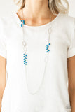 Flirty Foxtrot - Blue Necklace - Paparazzi Accessories Necklace Bedazzle Me Pretty Mobile Fashion Boutique