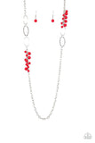 Flirty Foxtrot - Red Necklace - Paparazzi Accessories Necklace Bedazzle Me Pretty Mobile Fashion Boutique