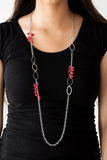 Flirty Foxtrot - Red Necklace - Paparazzi Accessories Necklace Bedazzle Me Pretty Mobile Fashion Boutique