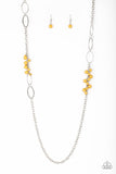 Flirty Foxtrot - Yellow Necklace - Paparazzi Accessories Necklace Bedazzle Me Pretty Mobile Fashion Boutique
