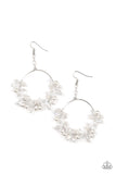 Floating Gardens - White Earrings - Paparazzi Accessories Earrings Bedazzle Me Pretty Mobile Fashion Boutique