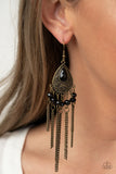 Floating on HEIR - Brass Earrings - Paparazzi Accessories Earrings Bedazzle Me Pretty Mobile Fashion Boutique