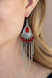 Floating on HEIR - Red Earrings - Paparazzi Accessories Earrings Bedazzle Me Pretty Mobile Fashion Boutique