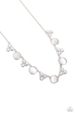 Floral Crowned - White Necklace - Paparazzi Accessories Necklace Bedazzle Me Pretty Mobile Fashion Boutique