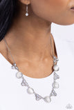 Floral Crowned - White Necklace - Paparazzi Accessories Necklace Bedazzle Me Pretty Mobile Fashion Boutique