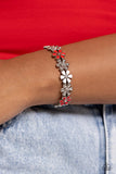 Floral Fair - Red Bracelet - Paparazzi Accessories Bracelet Bedazzle Me Pretty Mobile Fashion Boutique