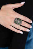 Floral Fancies - Green Ring - Paparazzi Accessories Ring Bedazzle Me Pretty Mobile Fashion Boutique