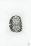Floral Fancies - Green Ring - Paparazzi Accessories Ring Bedazzle Me Pretty Mobile Fashion Boutique
