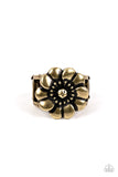 Floral Farmstead - Brass Ring - Paparazzi Accessories Ring Bedazzle Me Pretty Mobile Fashion Boutique