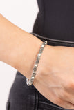 Floral Fast Lane - White Bracelet - Paparazzi Accessories Bracelet Bedazzle Me Pretty Mobile Fashion Boutique