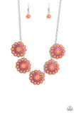 Floral Fervor - Orange Necklace - Paparazzi Accessories Necklace Bedazzle Me Pretty Mobile Fashion Boutique
