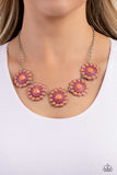 Floral Fervor - Orange Necklace - Paparazzi Accessories Necklace Bedazzle Me Pretty Mobile Fashion Boutique