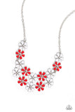 Floral Fever - Red Necklace - Paparazzi Accessories Necklace Bedazzle Me Pretty Mobile Fashion Boutique