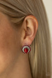 Floral Flamboyance - Red Post Earrings - Paparazzi Accessories Post Earrings Bedazzle Me Pretty Mobile Fashion Boutique