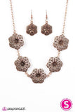 Floral Fluorescence - Copper Necklace - Paparazzi Accessories Necklace Bedazzle Me Pretty Mobile Fashion Boutique