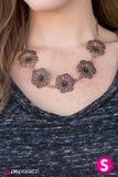 Floral Fluorescence - Copper Necklace - Paparazzi Accessories Necklace Bedazzle Me Pretty Mobile Fashion Boutique