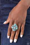Floral Folklore - Blue Ring - Paparazzi Accessories Ring Bedazzle Me Pretty Mobile Fashion Boutique