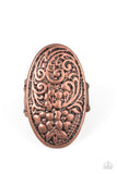 Floral Fortress - Copper Ring - Paparazzi Accessories Ring Bedazzle Me Pretty Mobile Fashion Boutique