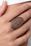 Floral Fortress - Copper Ring - Paparazzi Accessories Ring Bedazzle Me Pretty Mobile Fashion Boutique