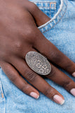 Floral Fortress - Silver Ring - Paparazzi Accessories Ring Bedazzle Me Pretty Mobile Fashion Boutique