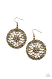 Floral Fortunes - Brass Earrings - Paparazzi Accessories Earrings Bedazzle Me Pretty Mobile Fashion Boutique